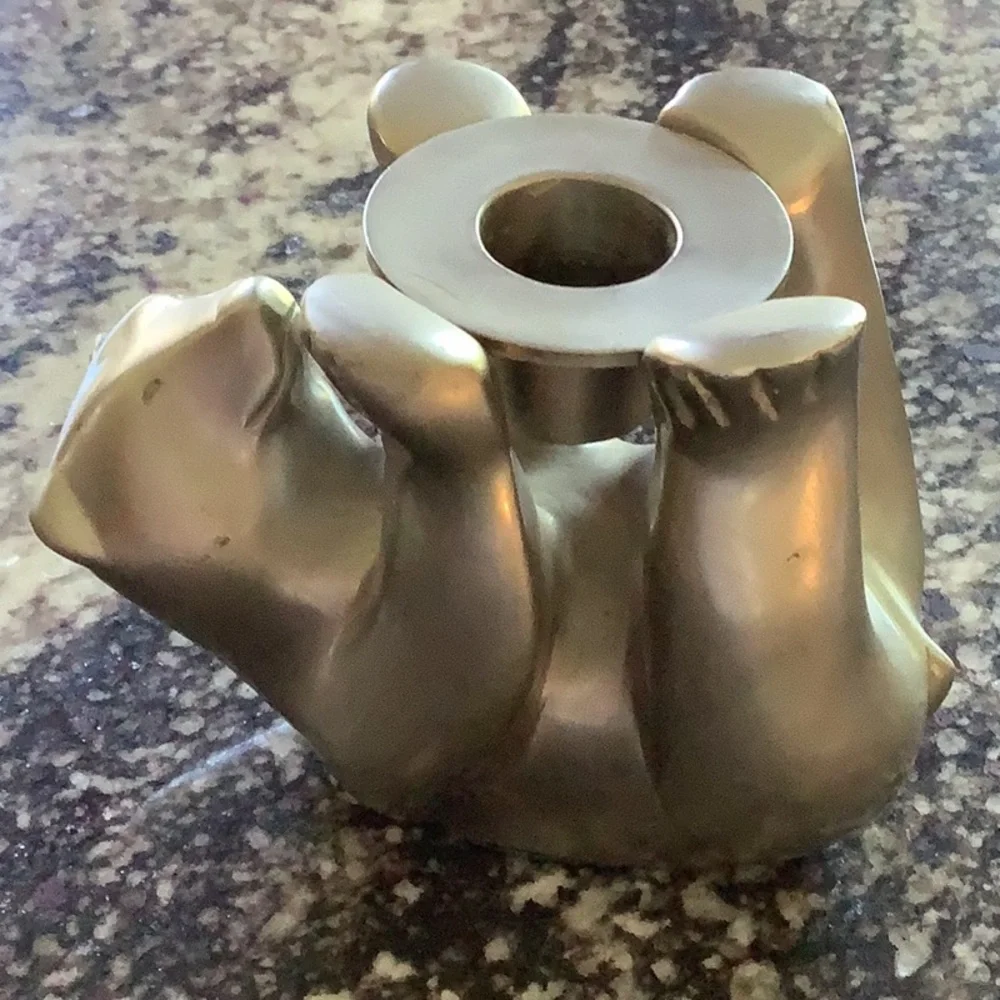 Restoration Hardware Solid Pewter Polar Bear Candle Holder
